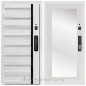Двери оптом, Металлическая умная входная смарт-дверь Армада Каскад WHITE МДФ 10 мм Kaadas K9 / МДФ 16 мм ФЛЗ-Пастораль, Дуб белёный