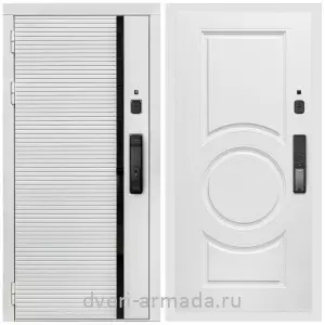 Входные двери МДФ с двух сторон, Умная входная смарт-дверь Армада Каскад WHITE МДФ 10 мм Kaadas K9 / МДФ 16 мм МС-100 Белый матовый