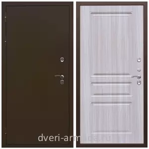 Тамбурные двери, Дверь входная стальная уличная для загородного дома Армада Термо Молоток коричневый/ МДФ 16 мм ФЛ-243 Сандал белый