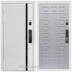 Двери МДФ для квартиры, Умная входная смарт-дверь Армада Каскад WHITE МДФ 10 мм Kaadas K9 / МДФ 16 мм ФЛ-183 Дуб белёный