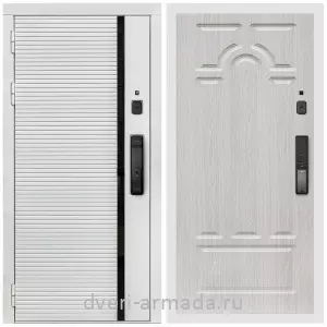 Двери МДФ для квартиры, Умная входная смарт-дверь Армада Каскад WHITE МДФ 10 мм Kaadas K9 / МДФ 16 мм ФЛ-58 Дуб белёный