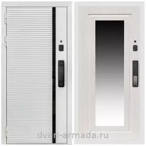 Входные двери 960 мм, Умная входная смарт-дверь Армада Каскад WHITE МДФ 10 мм Kaadas K9 / МДФ 16 мм ФЛЗ-120 Дуб белёный