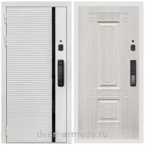 Входные двери 2050 мм, Умная входная смарт-дверь Армада Каскад WHITE МДФ 10 мм Kaadas K9 / МДФ 16 мм ФЛ-2 Дуб белёный