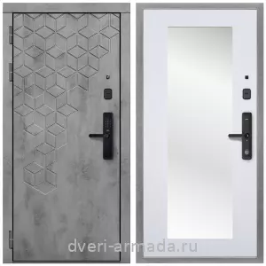 Белые двери с зеркалом, Дверь входная Армада Квадро МДФ 16 мм Kaadas S500 / МДФ 16 мм ФЛЗ-пастораль, Ясень белый