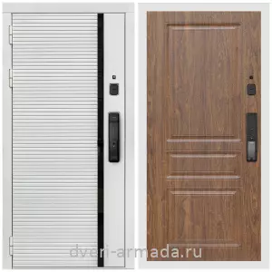 Двери МДФ для квартиры, Умная входная смарт-дверь Армада Каскад WHITE МДФ 10 мм Kaadas K9 / МДФ 16 мм ФЛ-243 Мореная береза