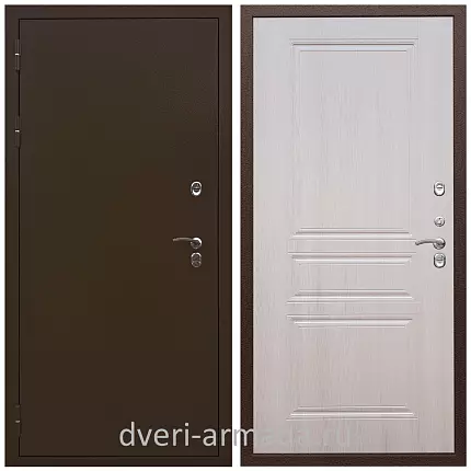 Дверь входная уличная в частный дом Армада Термо Молоток коричневый/ МДФ 6 мм ФЛ-243 Лиственница беж морозостойкая с панелями МДФ