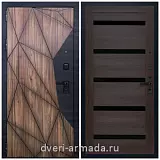 Дверь входная Армада Ламбо МДФ 10 мм / МДФ 16 мм СБ-14 Эковенге стекло черное