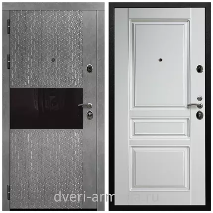 Дверь входная Армада Престиж Черная шагрень МДФ 16 мм Штукатурка графит / ФЛ-243 Ясень белый