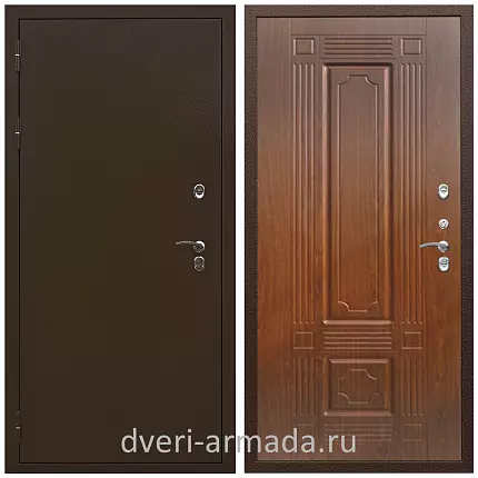 Дверь входная утепленная для загородного дома Армада Термо Молоток коричневый/ МДФ 16 мм ФЛ-2 Мореная береза