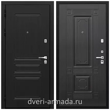 Дверь входная Армада Экстра МДФ 10 мм ФЛ-243 Черная шагрень / МДФ 16 мм ФЛ-2 Дуб беленый
