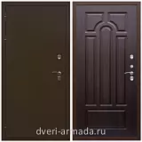 Уличные, Дверь входная железная уличная для загородного дома Армада Термо Молоток коричневый/ ФЛ-58 Венге с панелями МДФ